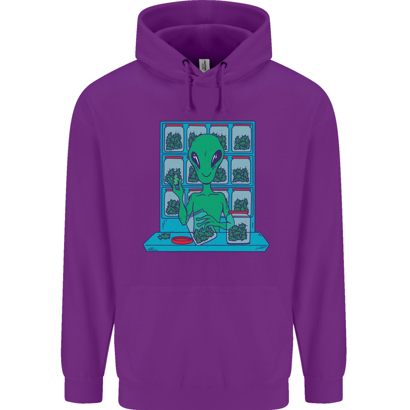Funny Alien Drug Dealer Weed Childrens Kids Hoodie Purple