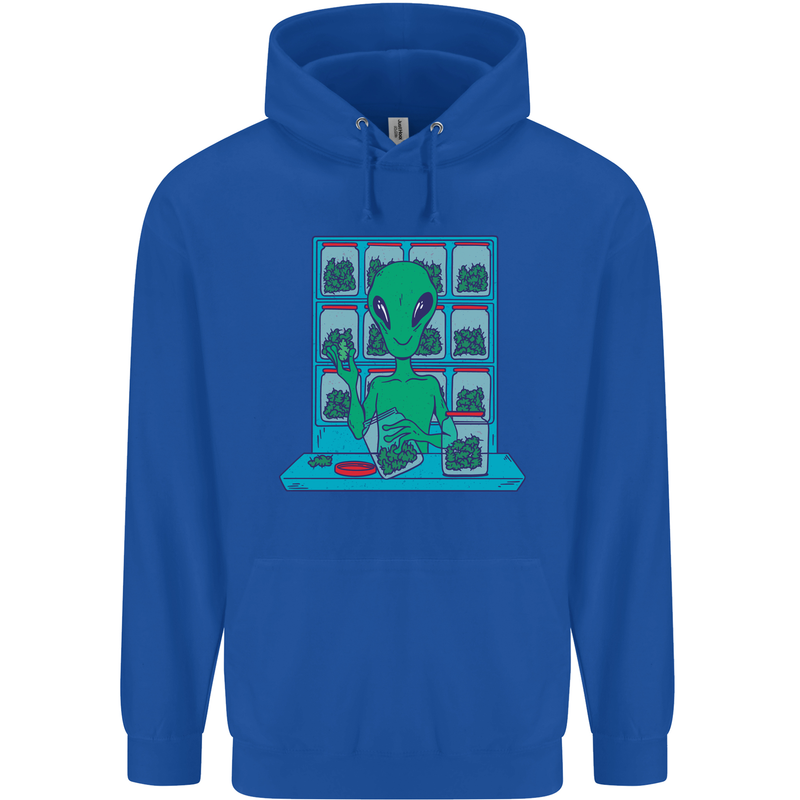 Funny Alien Drug Dealer Weed Childrens Kids Hoodie Royal Blue