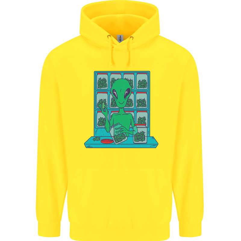 Funny Alien Drug Dealer Weed Childrens Kids Hoodie Yellow