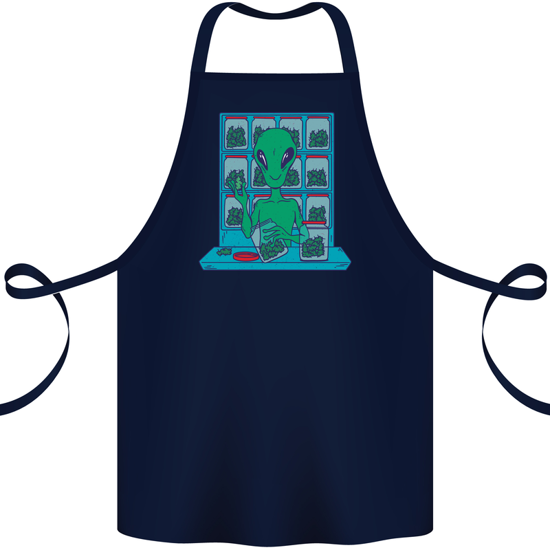 Funny Alien Drug Dealer Weed Cotton Apron 100% Organic Navy Blue