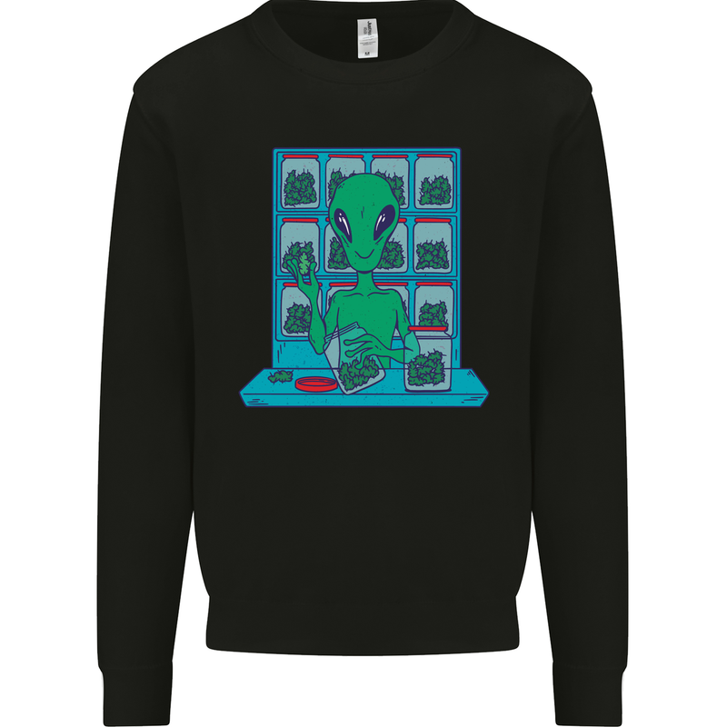 Funny Alien Drug Dealer Weed Kids Sweatshirt Jumper Black
