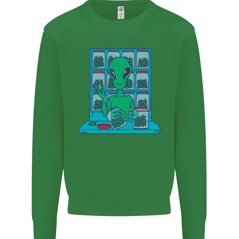 Funny Alien Drug Dealer Weed Kids Sweatshirt Jumper Irish Green