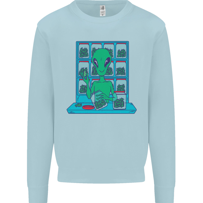 Funny Alien Drug Dealer Weed Kids Sweatshirt Jumper Light Blue
