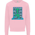 Funny Alien Drug Dealer Weed Kids Sweatshirt Jumper Light Pink