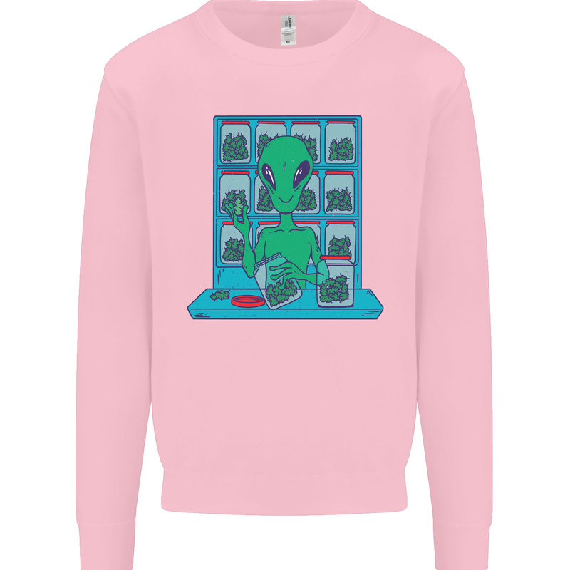Funny Alien Drug Dealer Weed Kids Sweatshirt Jumper Light Pink