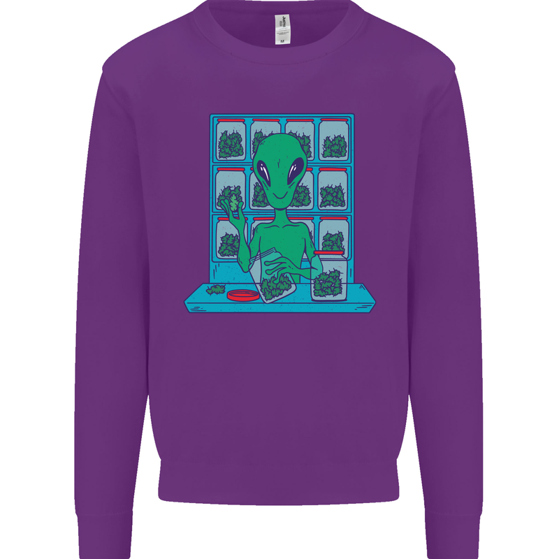 Funny Alien Drug Dealer Weed Kids Sweatshirt Jumper Purple