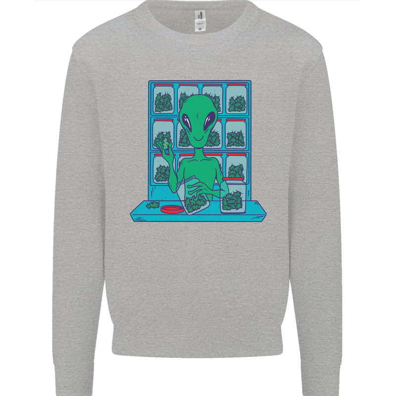 Funny Alien Drug Dealer Weed Kids Sweatshirt Jumper Sports Grey