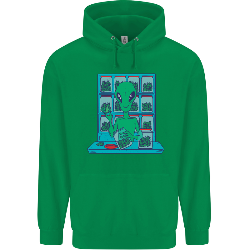 Funny Alien Drug Dealer Weed Mens 80% Cotton Hoodie Irish Green