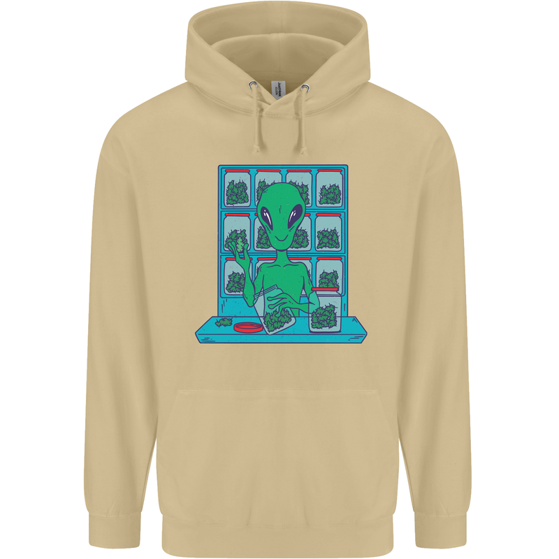 Funny Alien Drug Dealer Weed Mens 80% Cotton Hoodie Sand