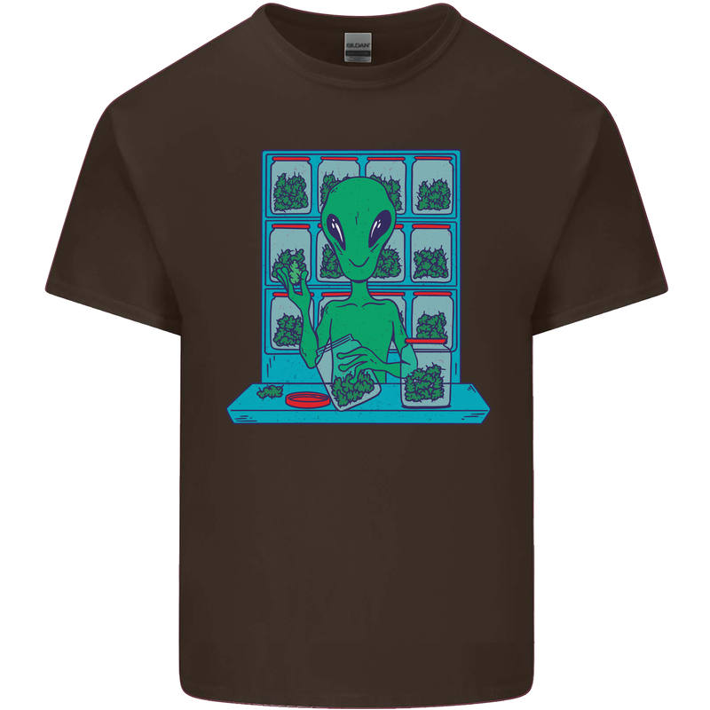 Funny Alien Drug Dealer Weed Mens Cotton T-Shirt Tee Top Dark Chocolate