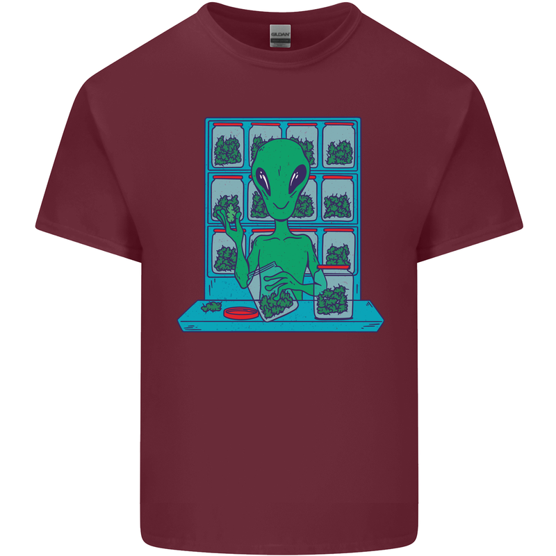 Funny Alien Drug Dealer Weed Mens Cotton T-Shirt Tee Top Maroon