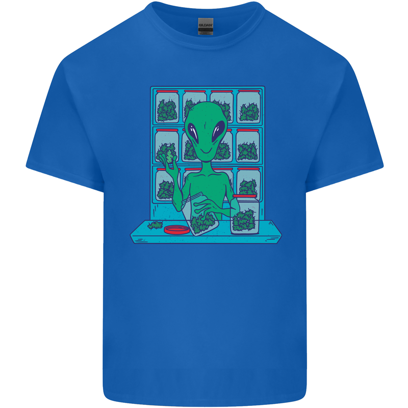 Funny Alien Drug Dealer Weed Mens Cotton T-Shirt Tee Top Royal Blue