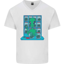Funny Alien Drug Dealer Weed Mens V-Neck Cotton T-Shirt White
