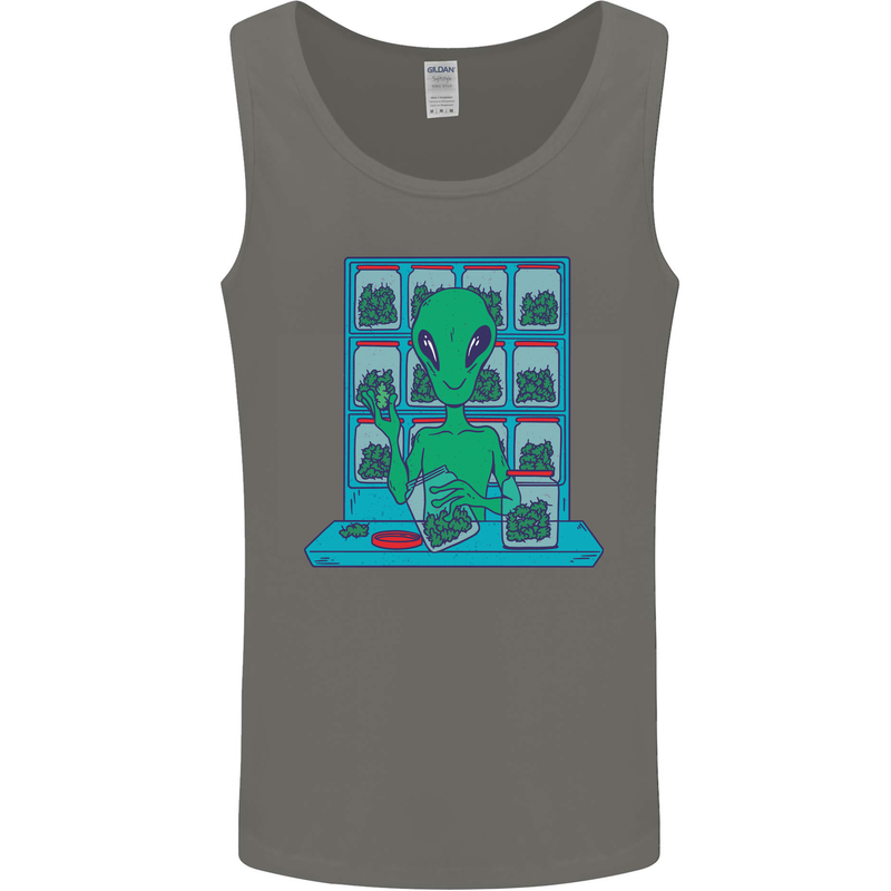 Funny Alien Drug Dealer Weed Mens Vest Tank Top Charcoal