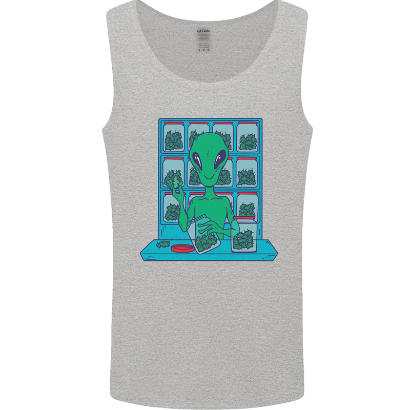 Funny Alien Drug Dealer Weed Mens Vest Tank Top Sports Grey