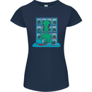 Funny Alien Drug Dealer Weed Womens Petite Cut T-Shirt Navy Blue
