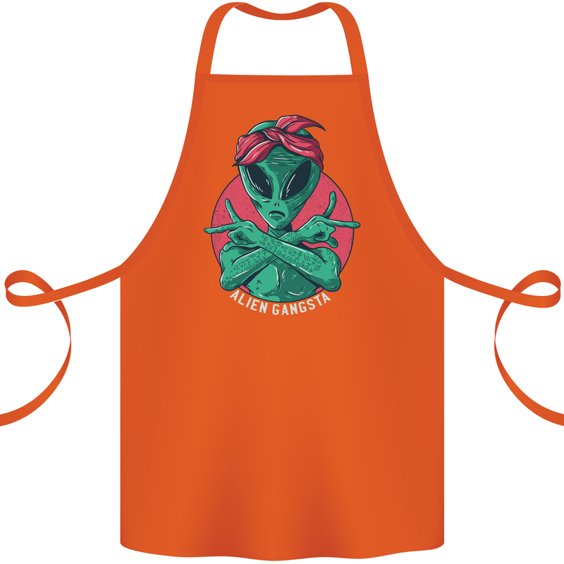 Funny Alien Gangster UFO 2Pac Rap Music Cotton Apron 100% Organic Orange