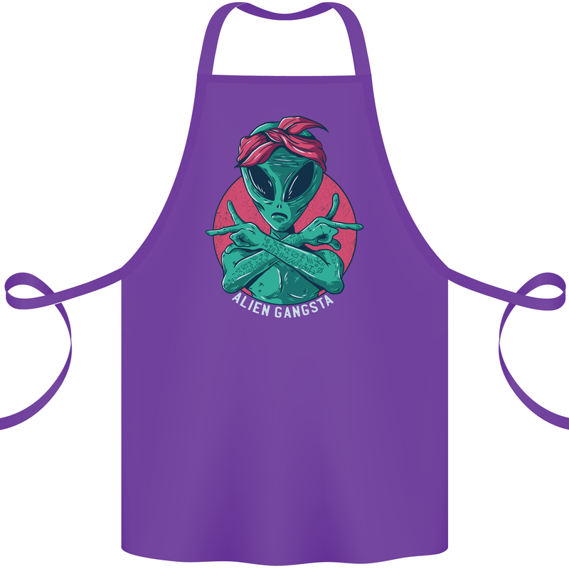 Funny Alien Gangster UFO 2Pac Rap Music Cotton Apron 100% Organic Purple
