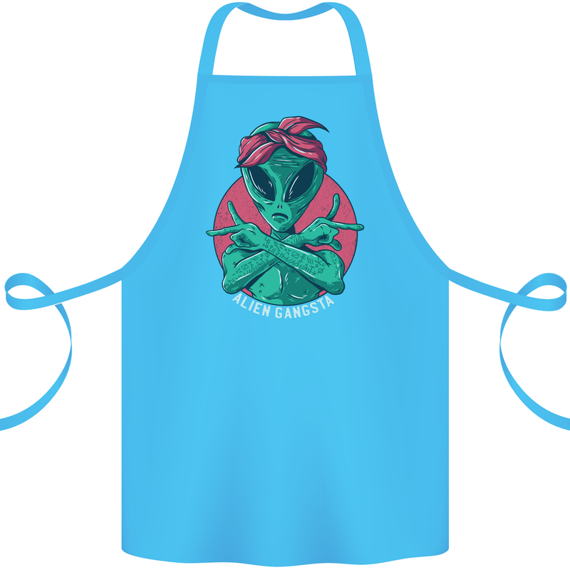 Funny Alien Gangster UFO 2Pac Rap Music Cotton Apron 100% Organic Turquoise