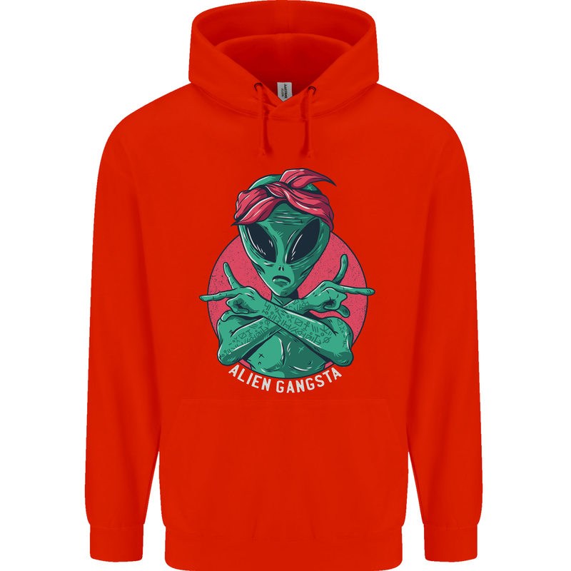 Funny Alien Gangster UFO 2Pac Rap Music Mens 80% Cotton Hoodie Bright Red