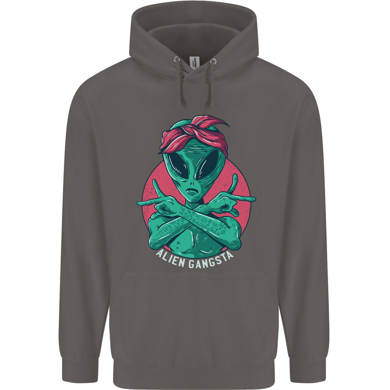 Funny Alien Gangster UFO 2Pac Rap Music Mens 80% Cotton Hoodie Charcoal