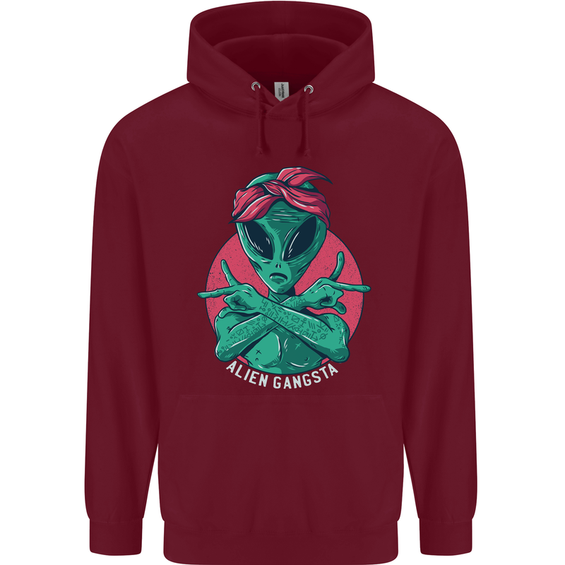 Funny Alien Gangster UFO 2Pac Rap Music Mens 80% Cotton Hoodie Maroon