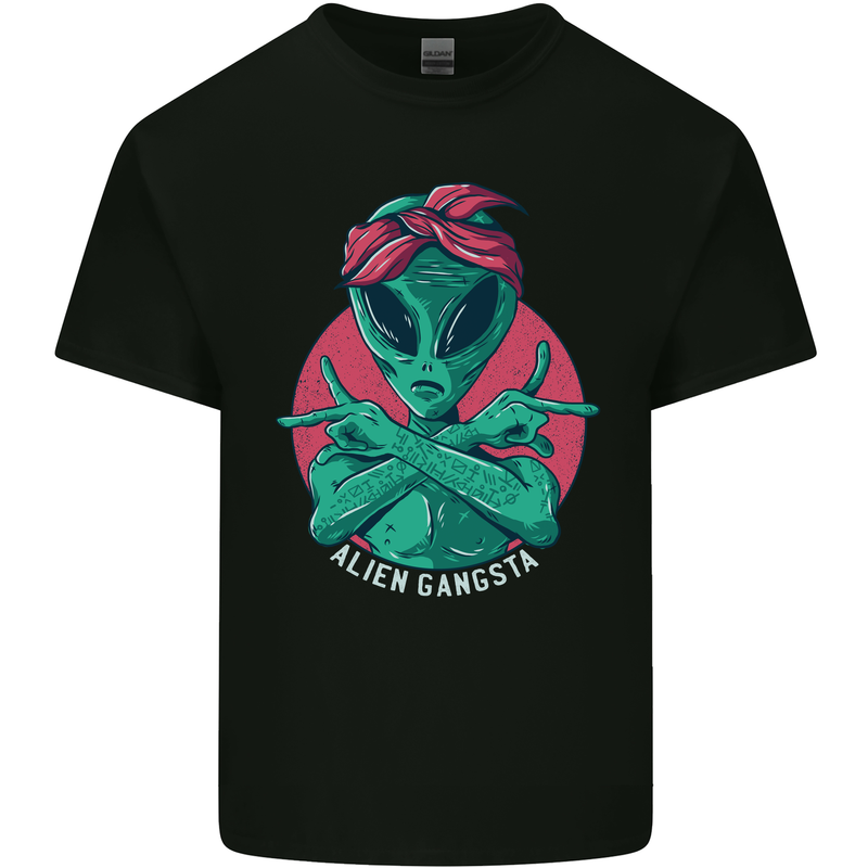 Funny Alien Gangster UFO 2Pac Rap Music Mens Cotton T-Shirt Tee Top Black