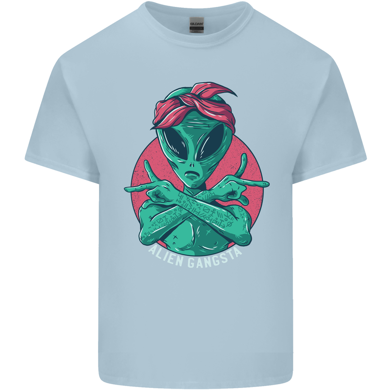 Funny Alien Gangster UFO 2Pac Rap Music Mens Cotton T-Shirt Tee Top Light Blue