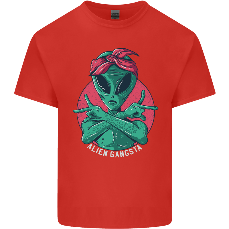 Funny Alien Gangster UFO 2Pac Rap Music Mens Cotton T-Shirt Tee Top Red