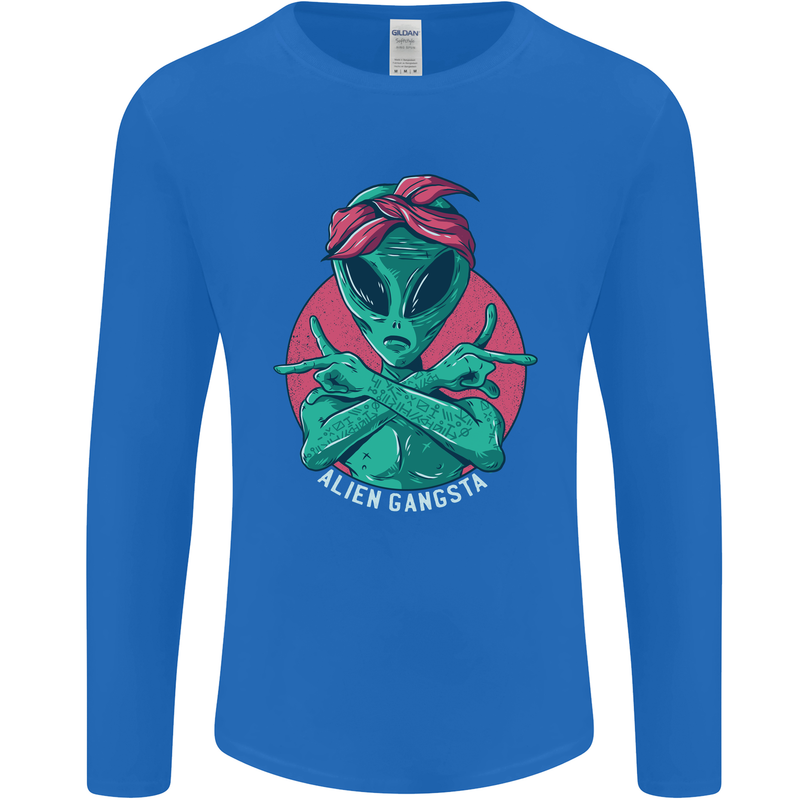 Funny Alien Gangster UFO 2Pac Rap Music Mens Long Sleeve T-Shirt Royal Blue