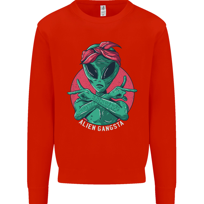 Funny Alien Gangster UFO 2Pac Rap Music Mens Sweatshirt Jumper Bright Red