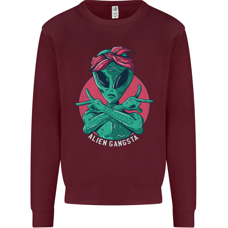Funny Alien Gangster UFO 2Pac Rap Music Mens Sweatshirt Jumper Maroon
