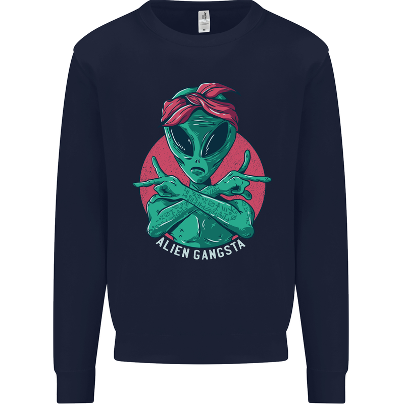 Funny Alien Gangster UFO 2Pac Rap Music Mens Sweatshirt Jumper Navy Blue