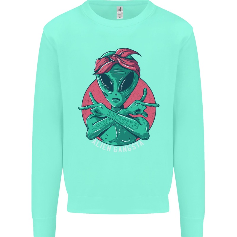 Funny Alien Gangster UFO 2Pac Rap Music Mens Sweatshirt Jumper Peppermint