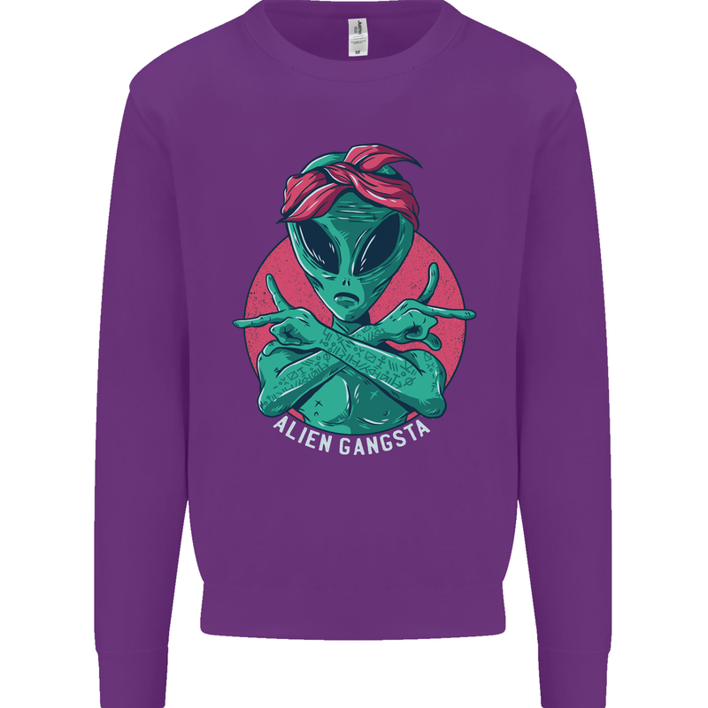 Funny Alien Gangster UFO 2Pac Rap Music Mens Sweatshirt Jumper Purple