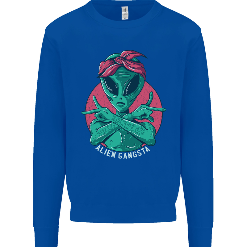 Funny Alien Gangster UFO 2Pac Rap Music Mens Sweatshirt Jumper Royal Blue