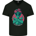Funny Alien Gangster UFO 2Pac Rap Music Mens V-Neck Cotton T-Shirt Black