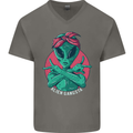 Funny Alien Gangster UFO 2Pac Rap Music Mens V-Neck Cotton T-Shirt Charcoal