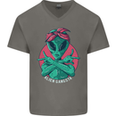 Funny Alien Gangster UFO 2Pac Rap Music Mens V-Neck Cotton T-Shirt Charcoal