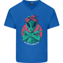 Funny Alien Gangster UFO 2Pac Rap Music Mens V-Neck Cotton T-Shirt Royal Blue