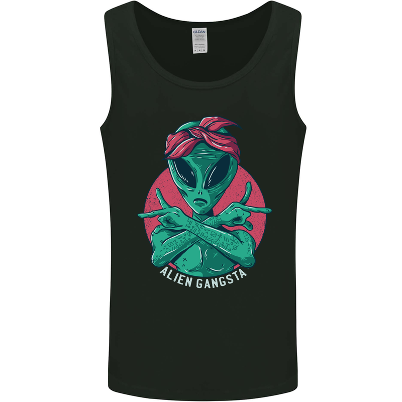 Funny Alien Gangster UFO 2Pac Rap Music Mens Vest Tank Top Black