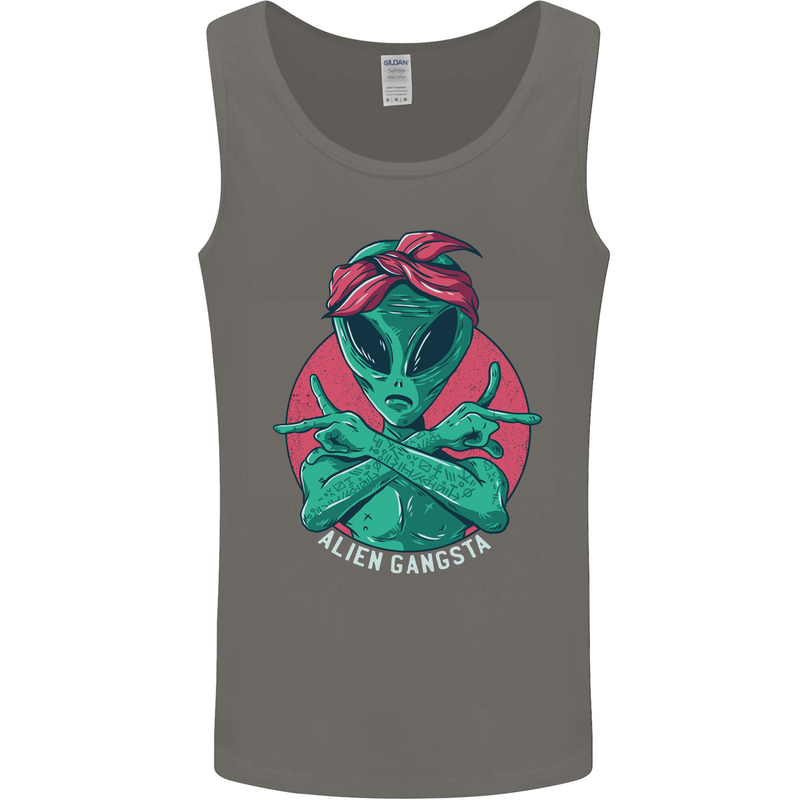 Funny Alien Gangster UFO 2Pac Rap Music Mens Vest Tank Top Charcoal