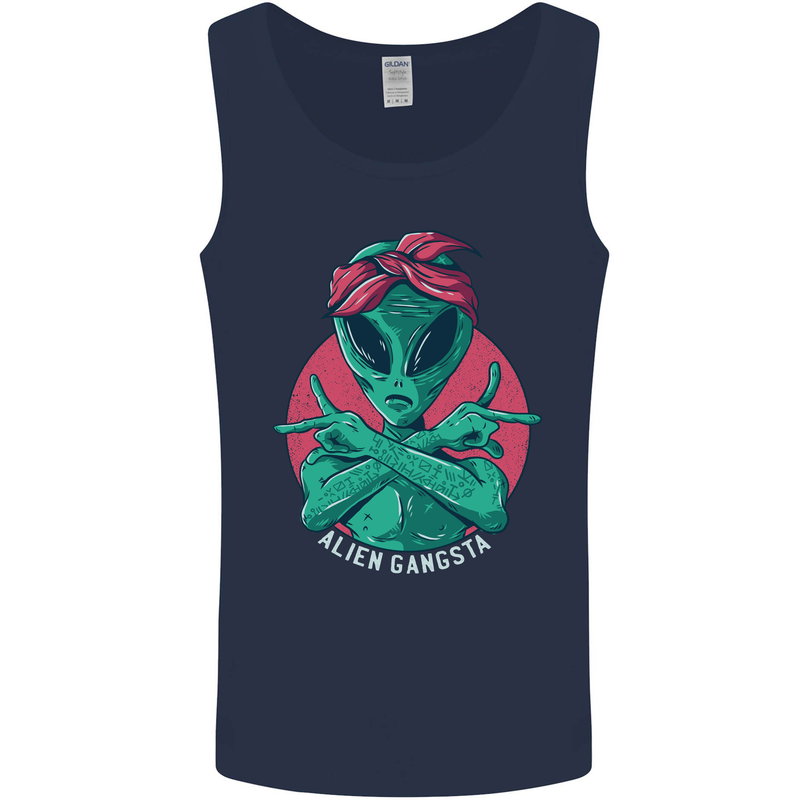 Funny Alien Gangster UFO 2Pac Rap Music Mens Vest Tank Top Navy Blue