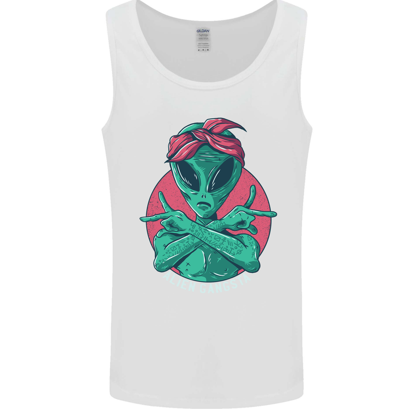 Funny Alien Gangster UFO 2Pac Rap Music Mens Vest Tank Top White