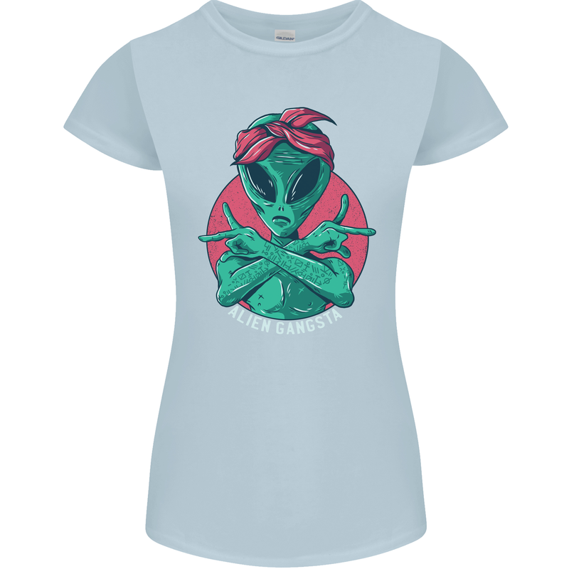 Funny Alien Gangster UFO 2Pac Rap Music Womens Petite Cut T-Shirt Light Blue