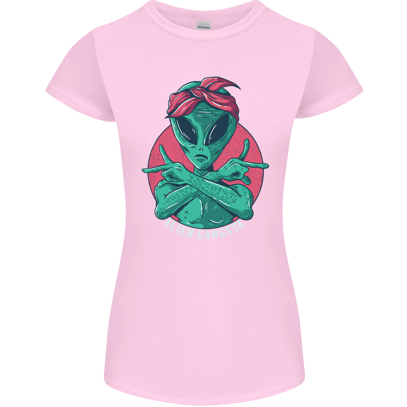 Funny Alien Gangster UFO 2Pac Rap Music Womens Petite Cut T-Shirt Light Pink