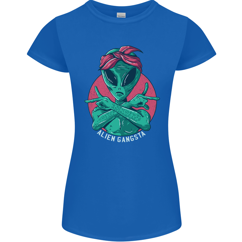 Funny Alien Gangster UFO 2Pac Rap Music Womens Petite Cut T-Shirt Royal Blue