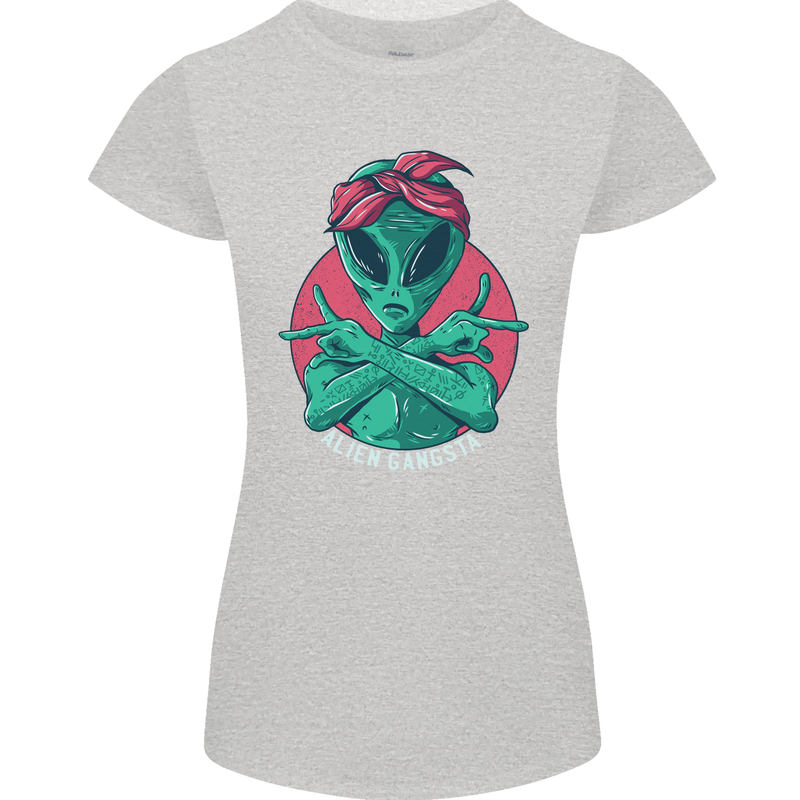 Funny Alien Gangster UFO 2Pac Rap Music Womens Petite Cut T-Shirt Sports Grey