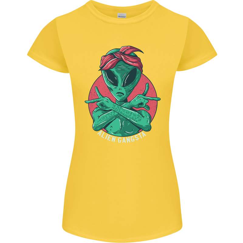 Funny Alien Gangster UFO 2Pac Rap Music Womens Petite Cut T-Shirt Yellow