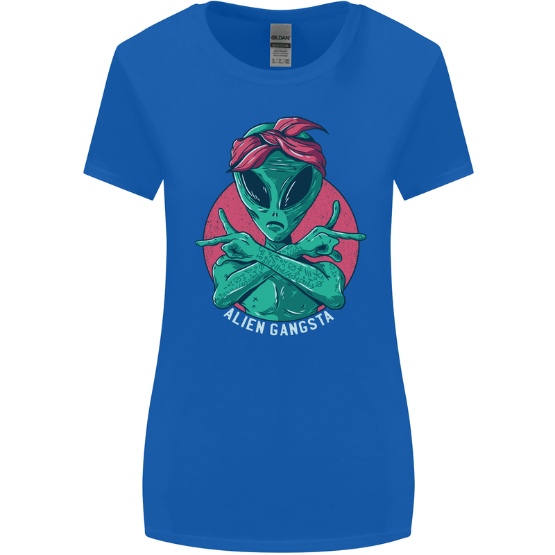 Funny Alien Gangster UFO 2Pac Rap Music Womens Wider Cut T-Shirt Royal Blue